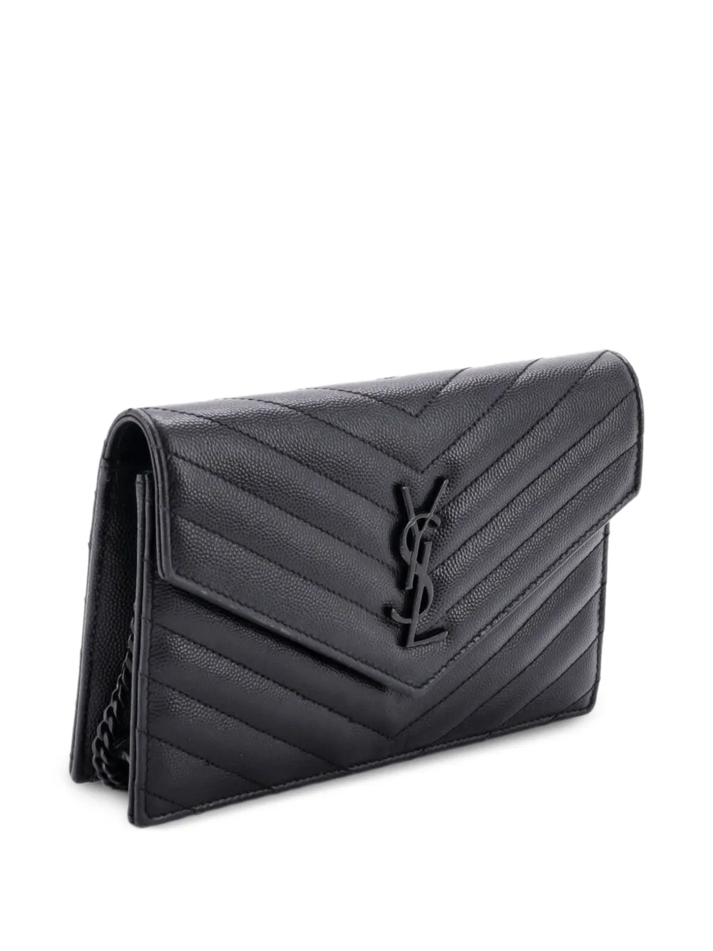  Saint Laurent Pre-owned Petit Sac à Bandoulière Classic Monogram Wallet On Chain Matelasse Chevron En Cuir - Noir 
