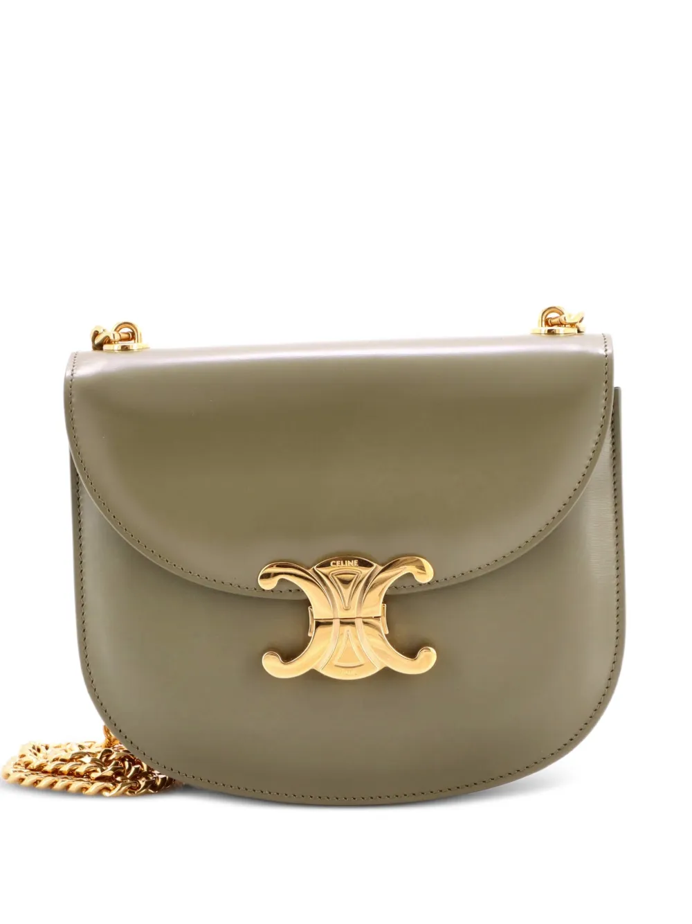 Celine Pre-Owned Triomphe Besace Clea Chain Flap Bag Leather shoulder bag - Verde