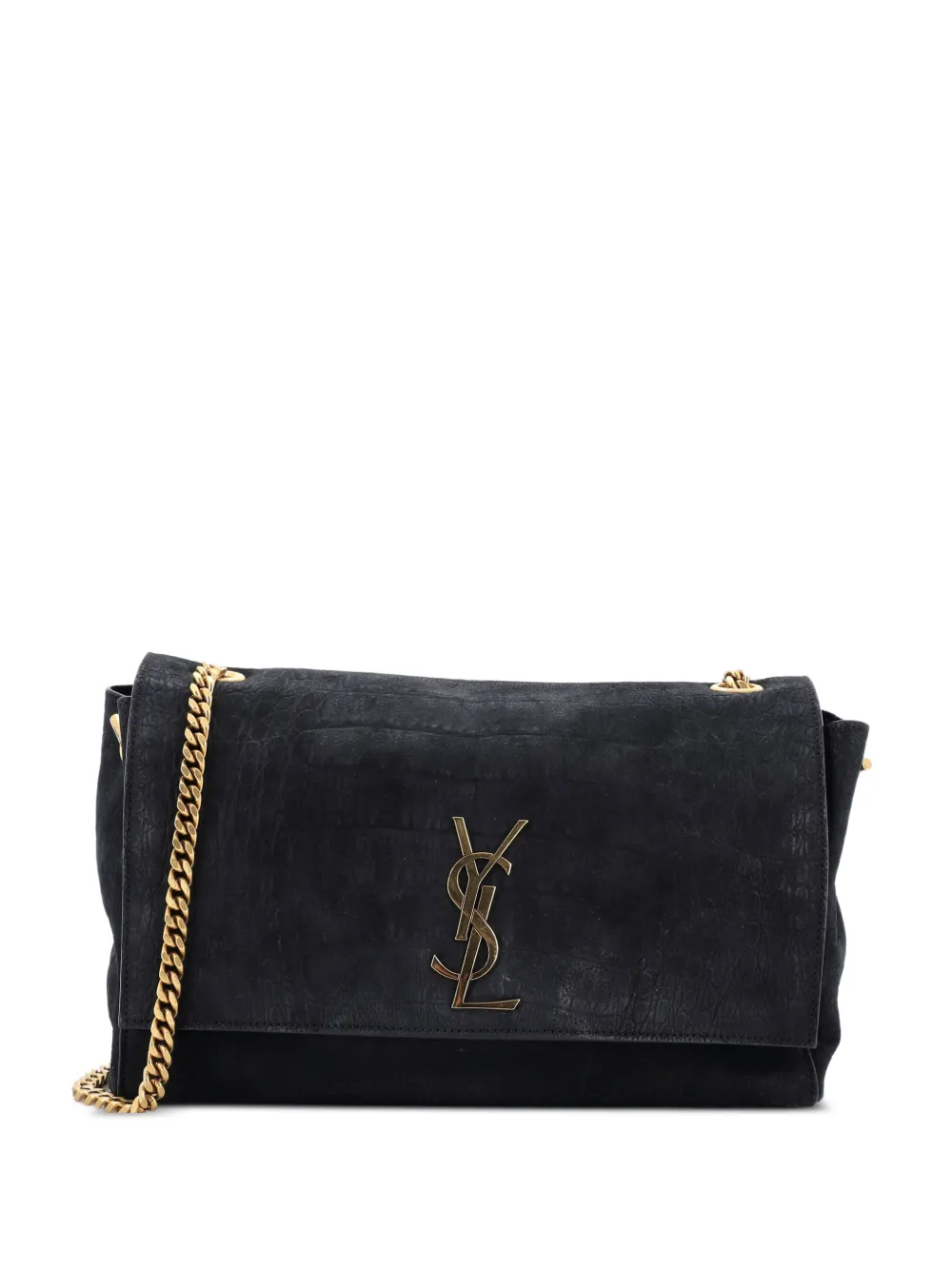 Saint Laurent Pre-Owned Classic Monogram Reversible Crocodile Embossed Nubuck and Suede Medium shoulder bag - Schwarz