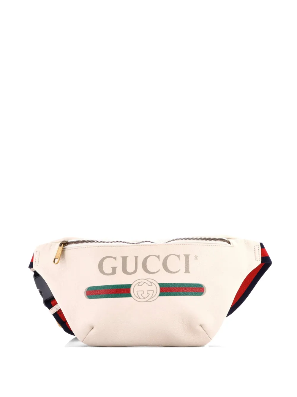 Gucci Pre-Owned Logo Printed Leather Medium belt bag - Bianco
