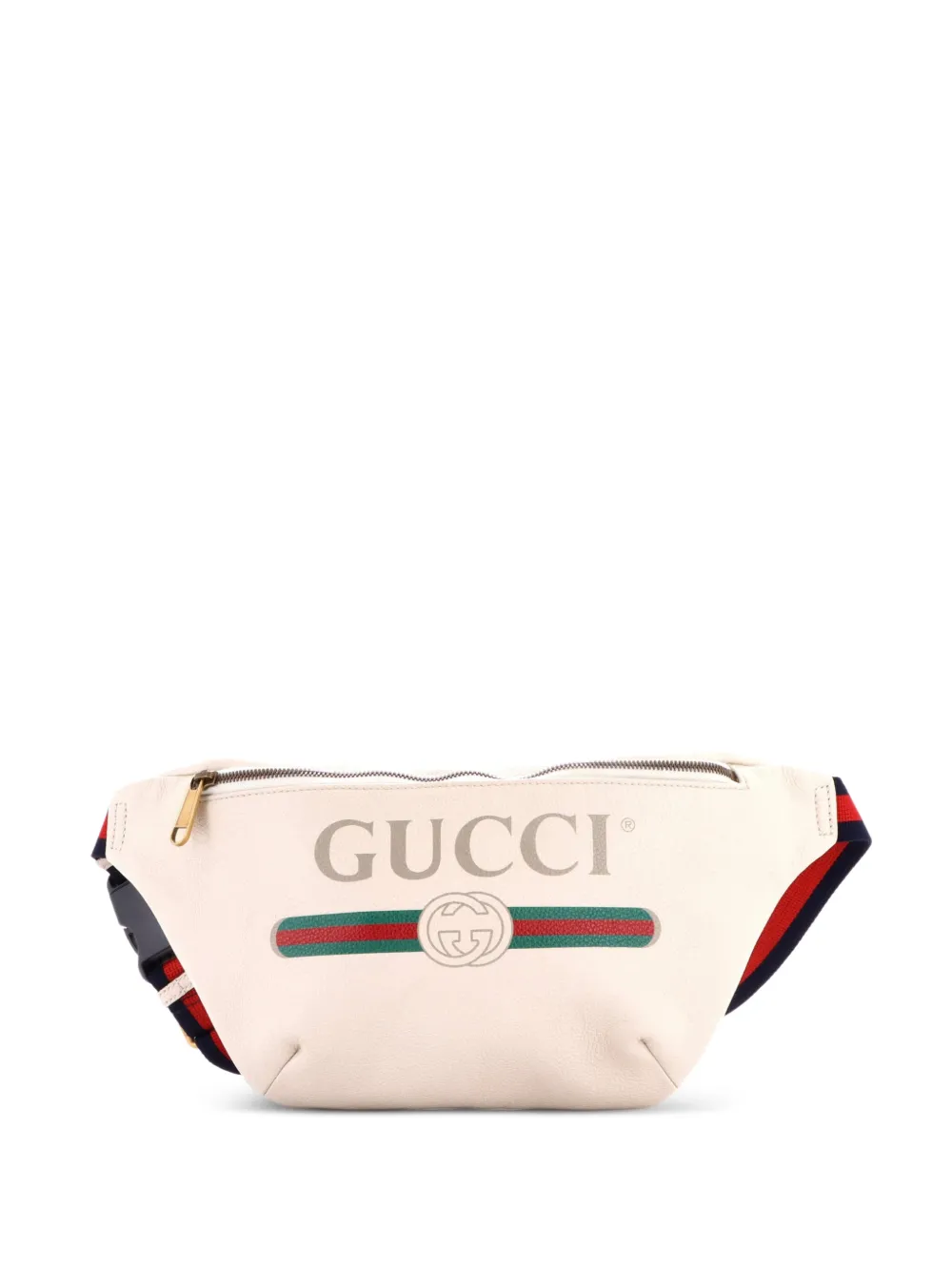Gucci Pre-Owned Logo Printed Leather Medium belt bag - Bianco