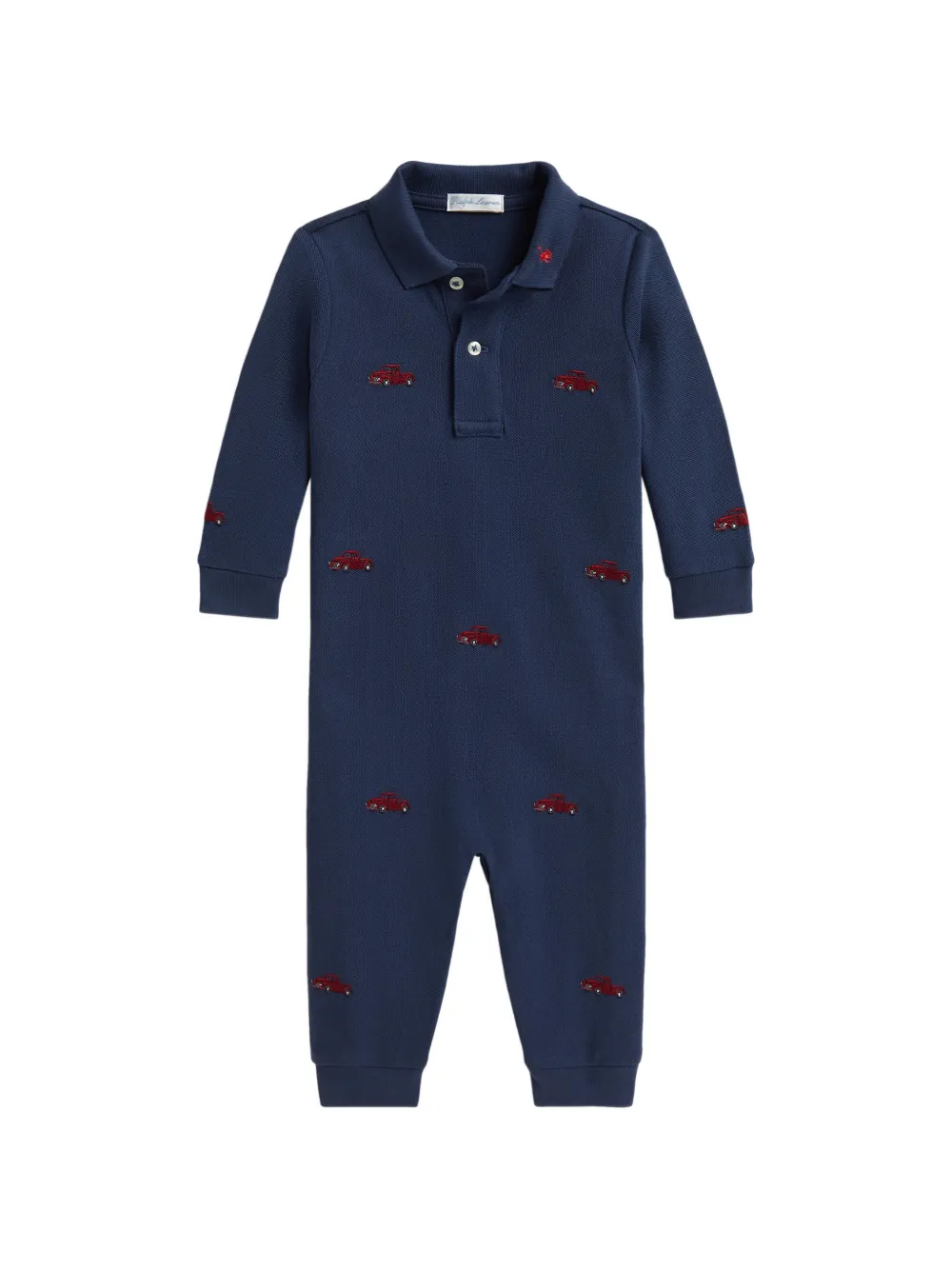 POLO RALPH LAUREN KIDS barboteuse en coton à broderie - Bleu
