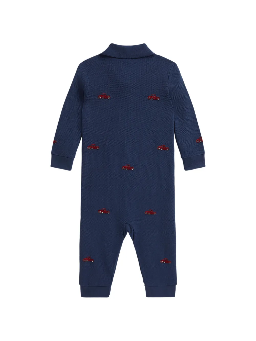 POLO RALPH LAUREN KIDS Katoenen romper met polokraag en geborduurde vrachtwagen Blauw