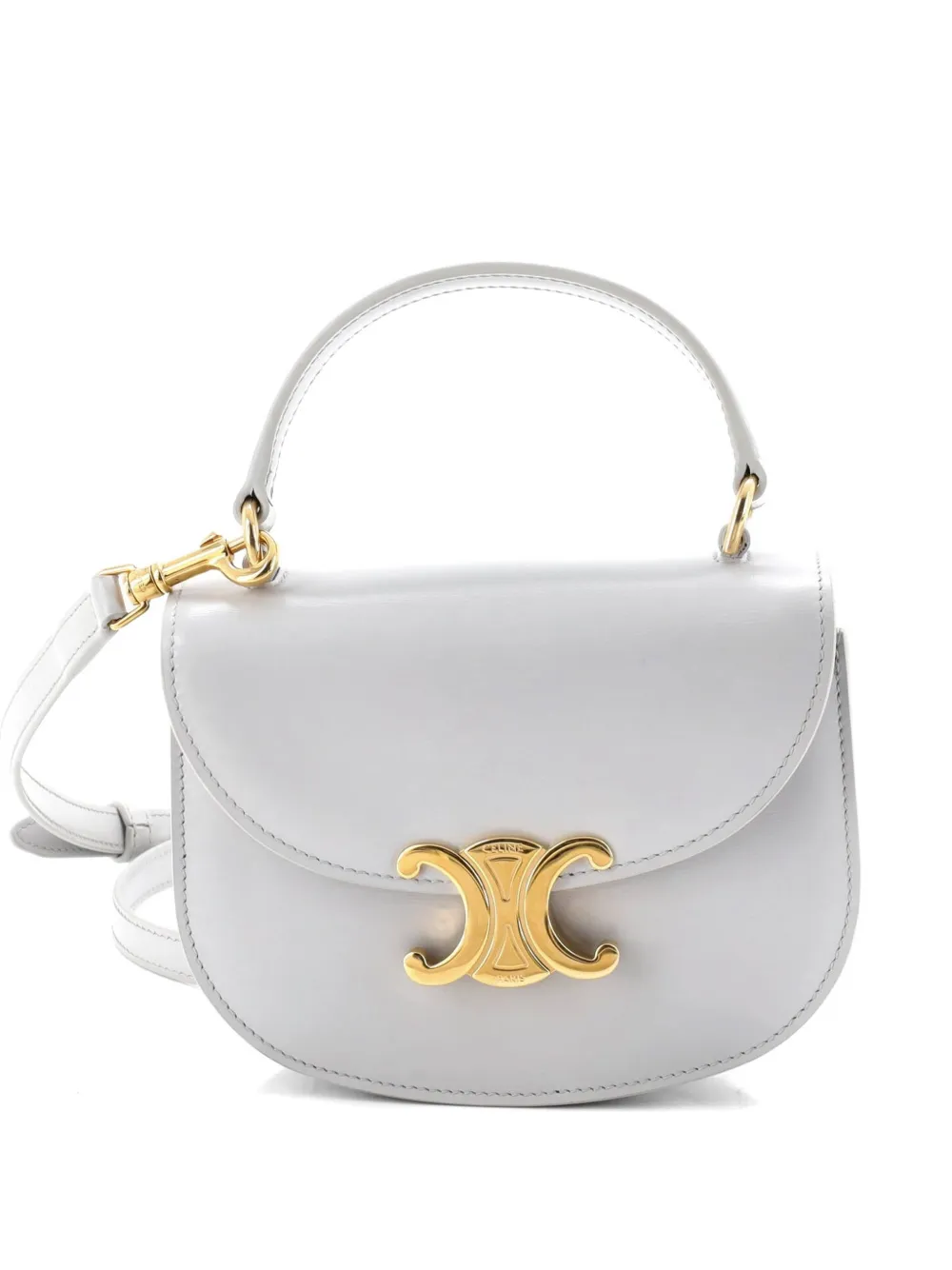 Celine Pre-Owned Triomphe Besace Clea Top Handle Flap Bag Leather Mini satchel - Grigio