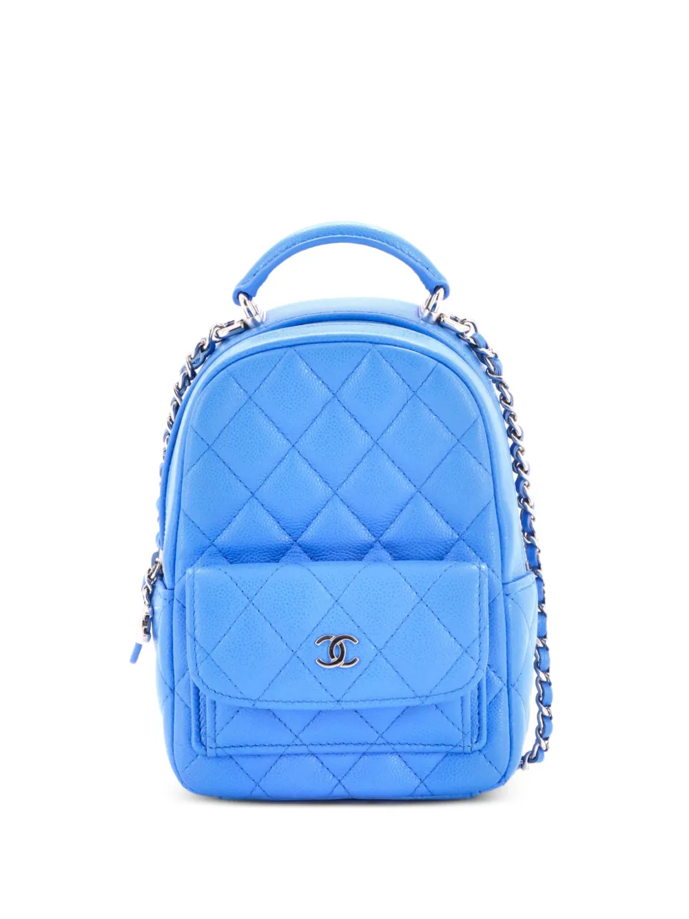 CHANEL Pre-Owned Classic CC Chain Pocket Quilted Caviar Mini backpack - Blu
