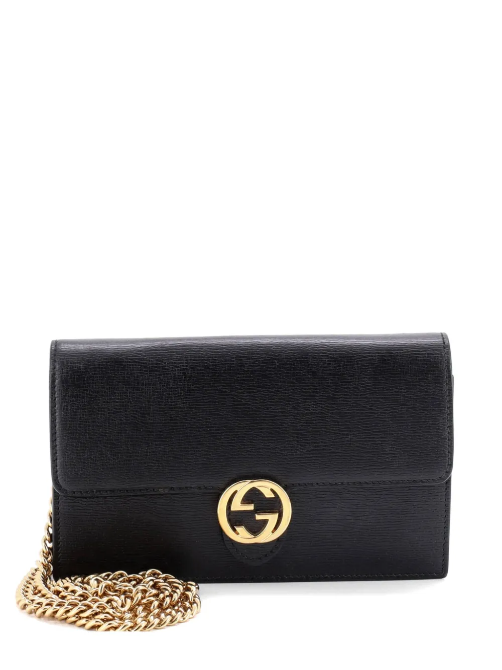 Gucci Pre-Owned Interlocking Wallet on Chain Leather crossbody bag - Nero
