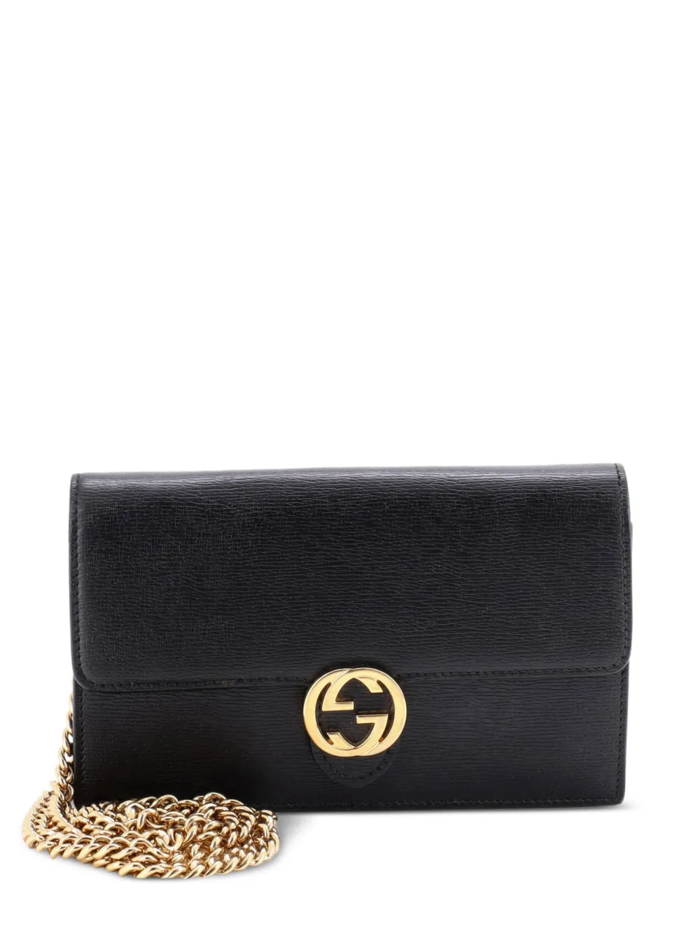 Gucci Pre-Owned Interlocking Wallet on Chain Leather crossbody bag - Nero