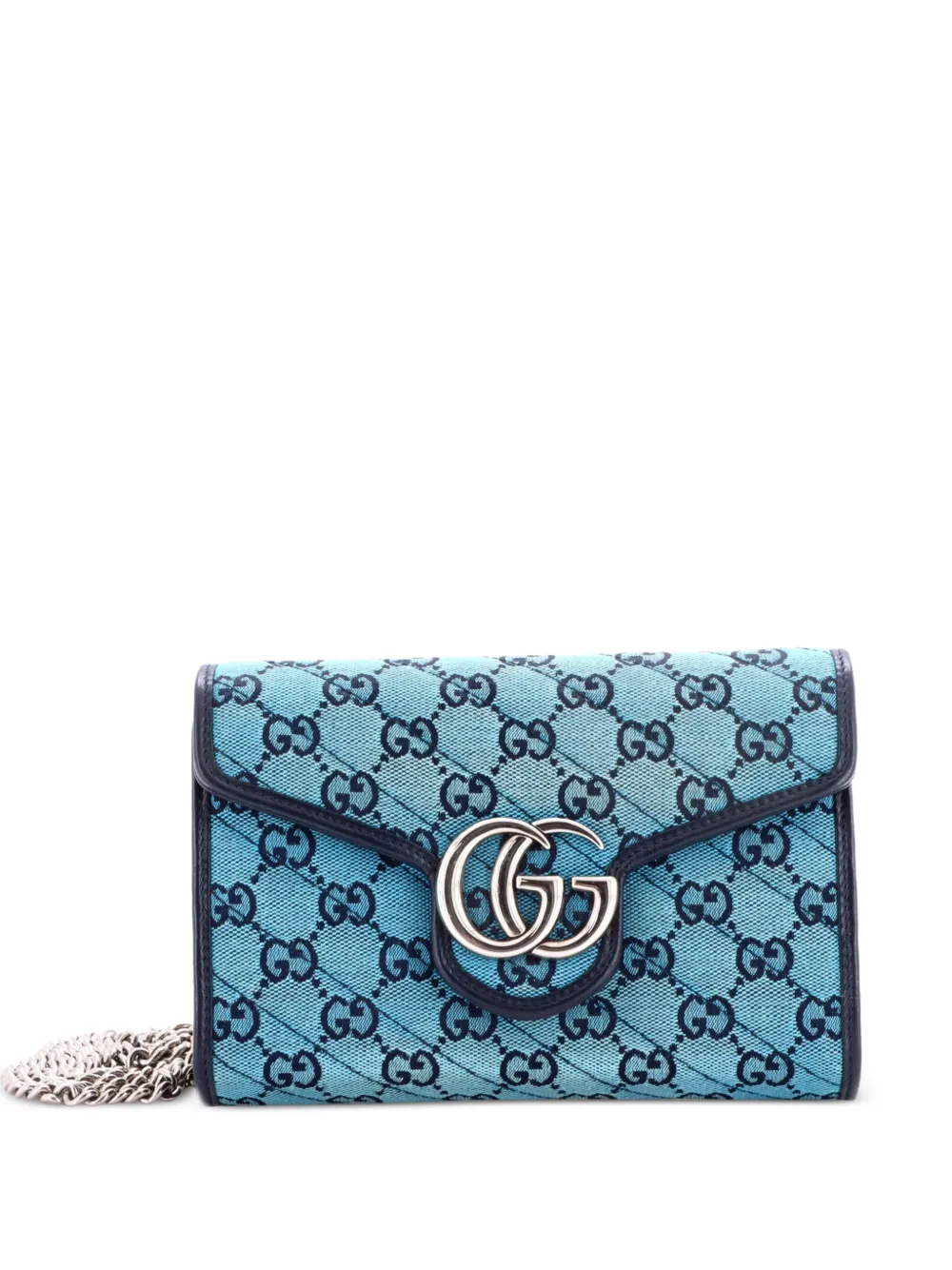 Gucci Pre-Owned GG Marmont Chain Wallet Diagonal Quilted GG Canvas Mini crossbody bag - Blu