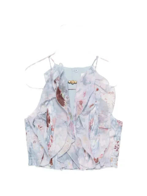 Aje Cleo ruffled floral-print top