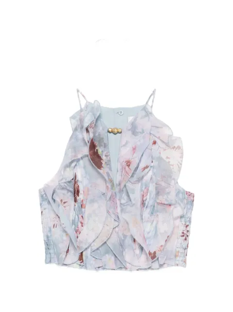 Aje Cleo ruffled floral-print top