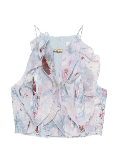 Aje Cleo ruffled floral-print top