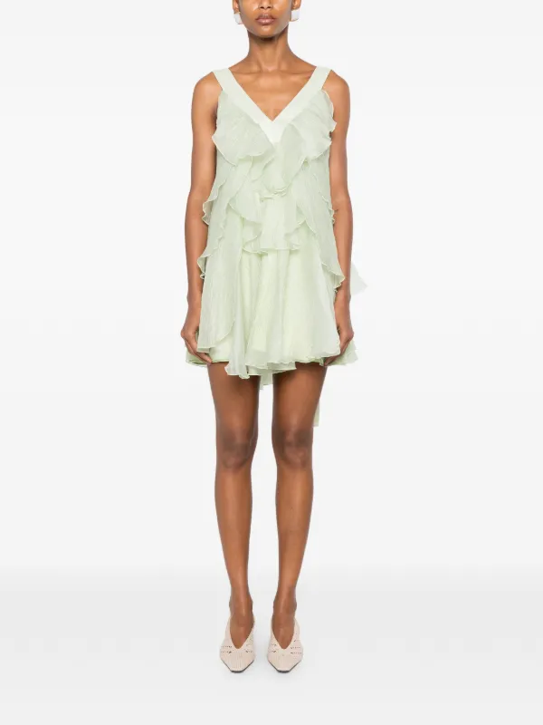 aje green mini dress Athena | ruffle dress