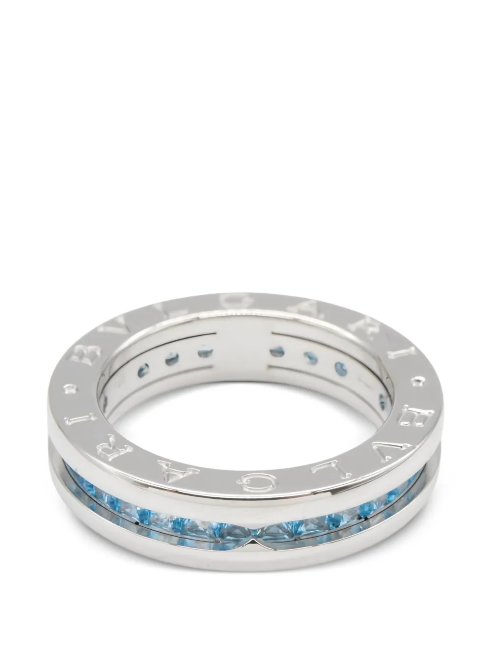 Pre-owned Bvlgari 2010s B-zero1 Blue Topaz Ring In Silver