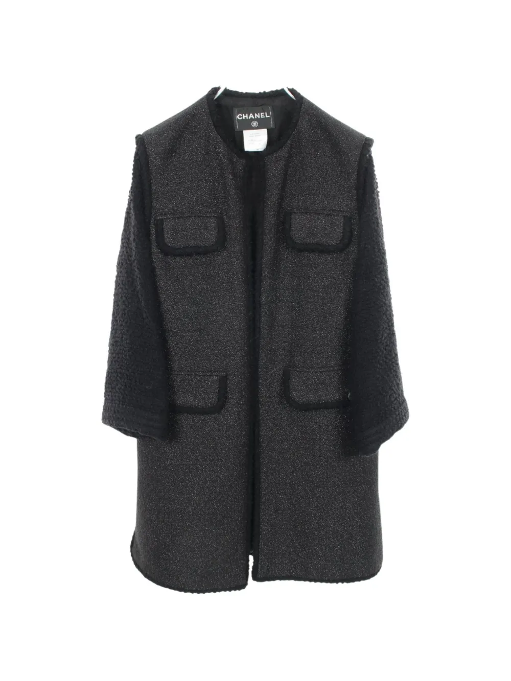 CHANEL Pre-Owned 1986-1988 Cocomark button tweed coat - Black