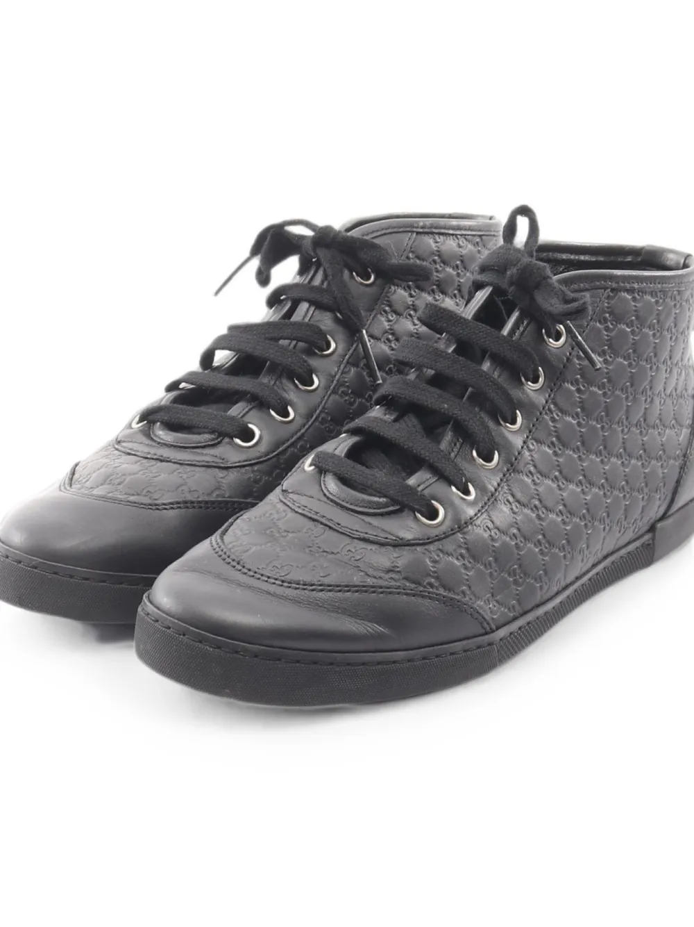 Gucci Pre-Owned 2000s Microguccissima high-top lace-up leather sneakers - Black