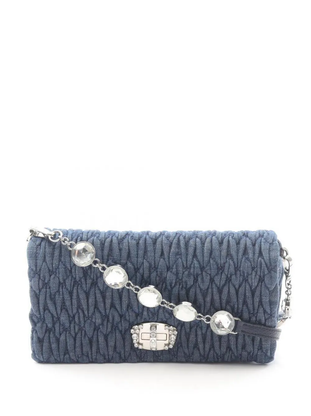 Miu Miu Pre-Owned 2010s crystal-embellishment shoulder bag - Blu