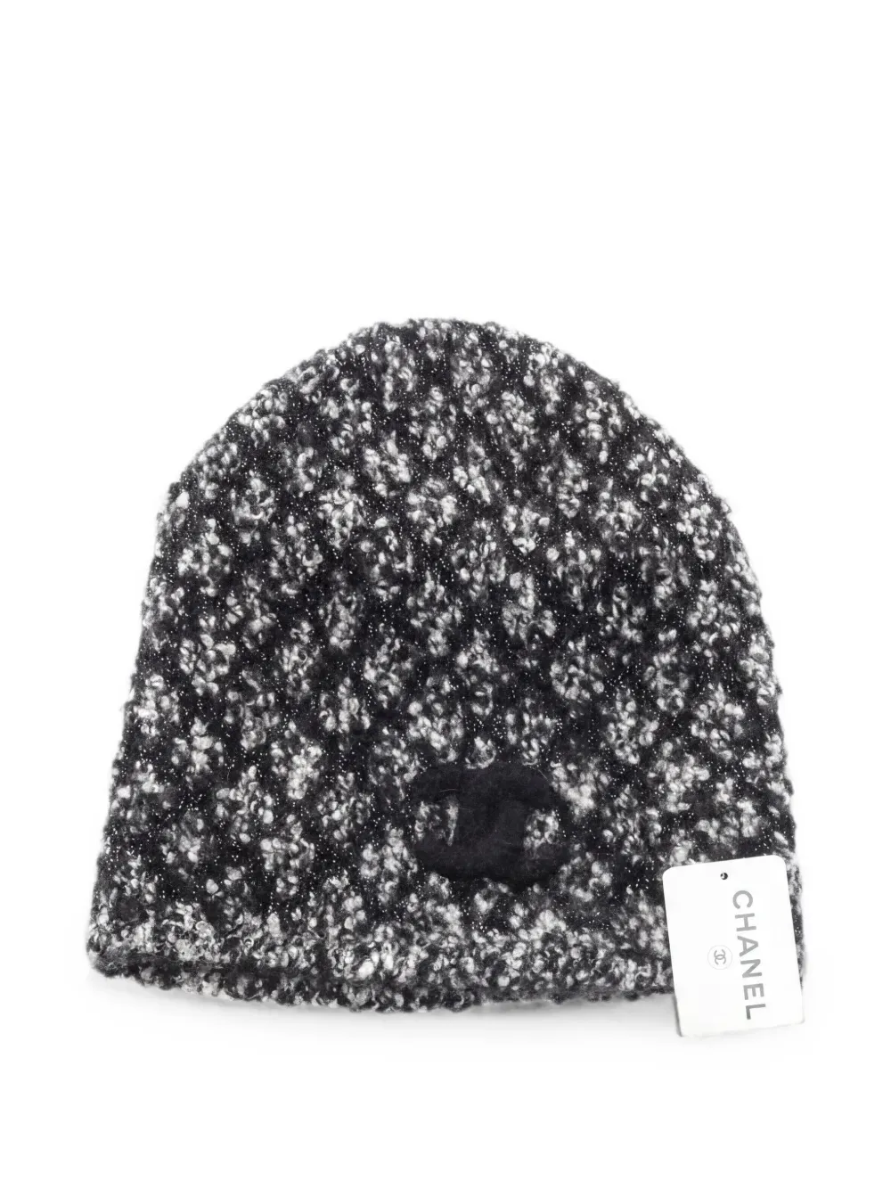CHANEL Pre-Owned Coco Mark knit beanie hat - Black