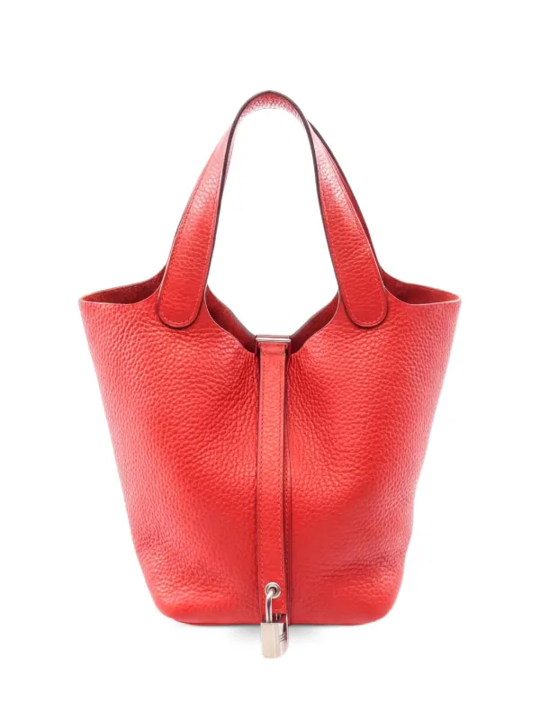 Hermès Pre-owned 2017 PM Picotin Lock Leather Tote Bag in Red