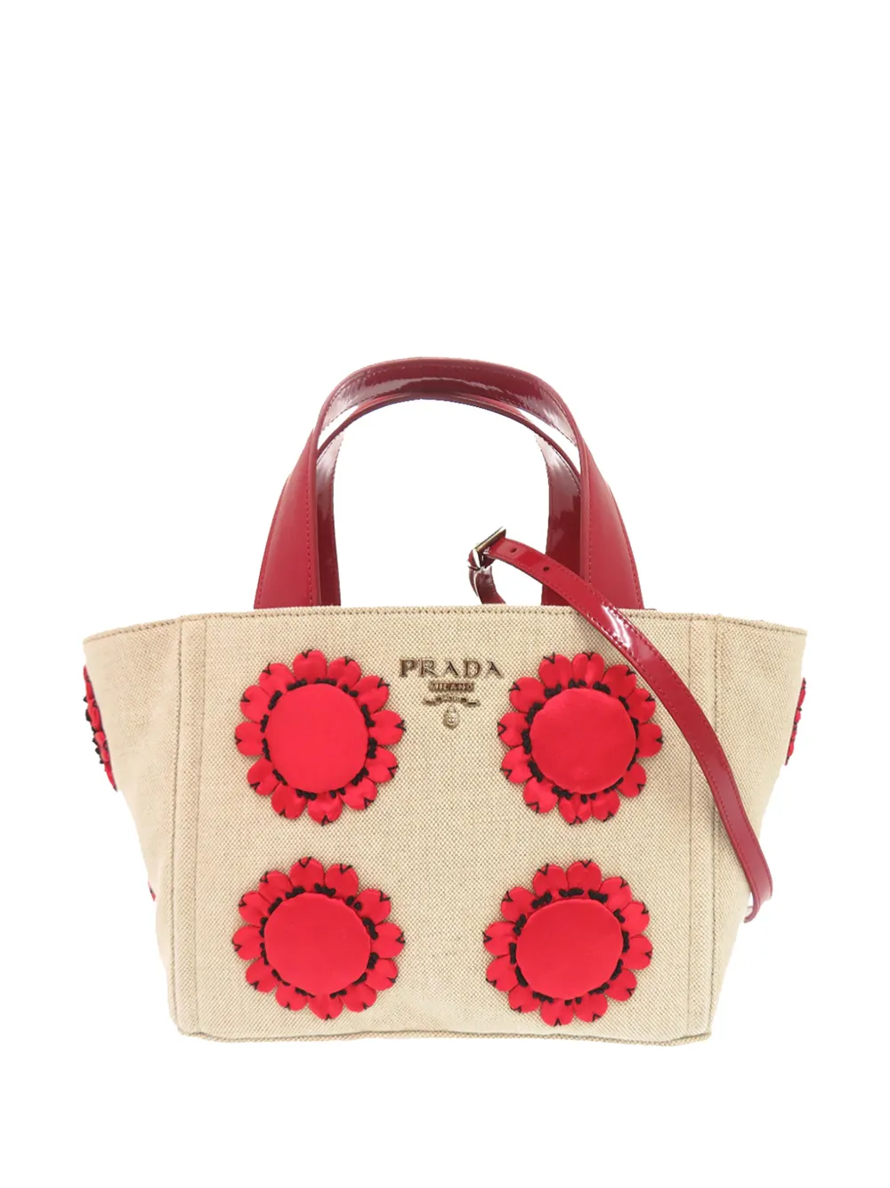 Prada Pre-Owned 2013-2026 Canvas Mistolino Floral Basket satchel - Toni neutri