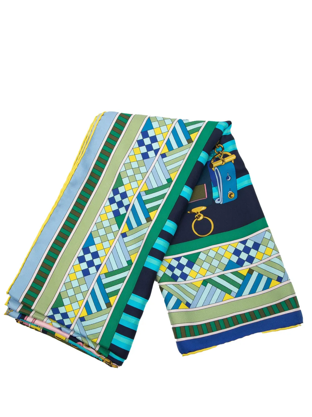 Hermès Pre-Owned 20th Century Colliers de Chiens Silk Shawl scarves - Blau