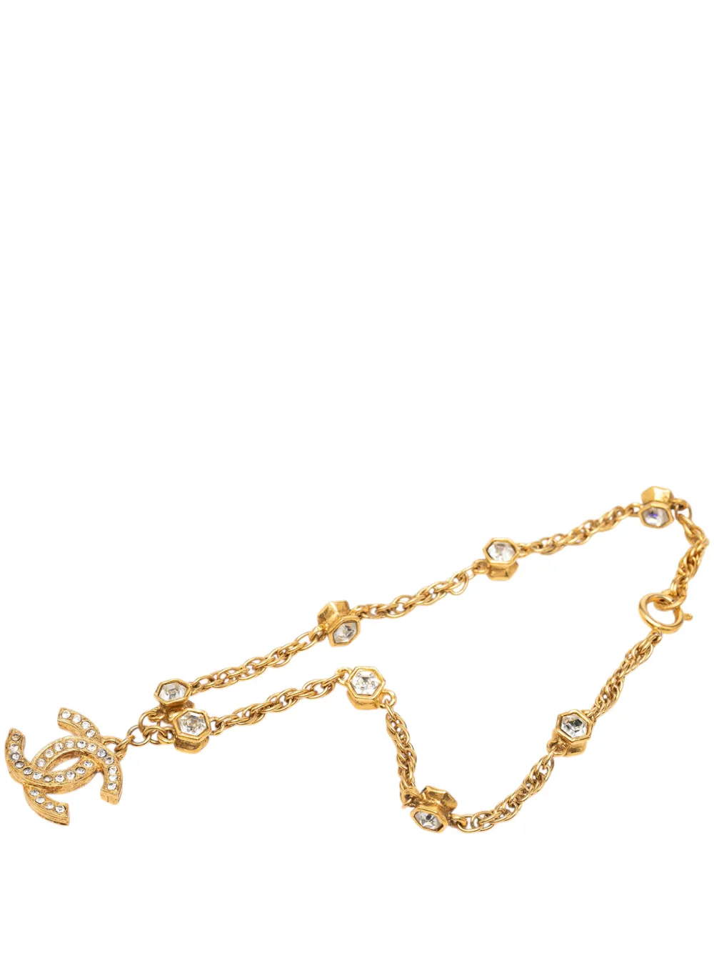 CHANEL Pre-Owned 20th Century CC Gold Plated Strass Pendant Necklace costume necklace - Oro