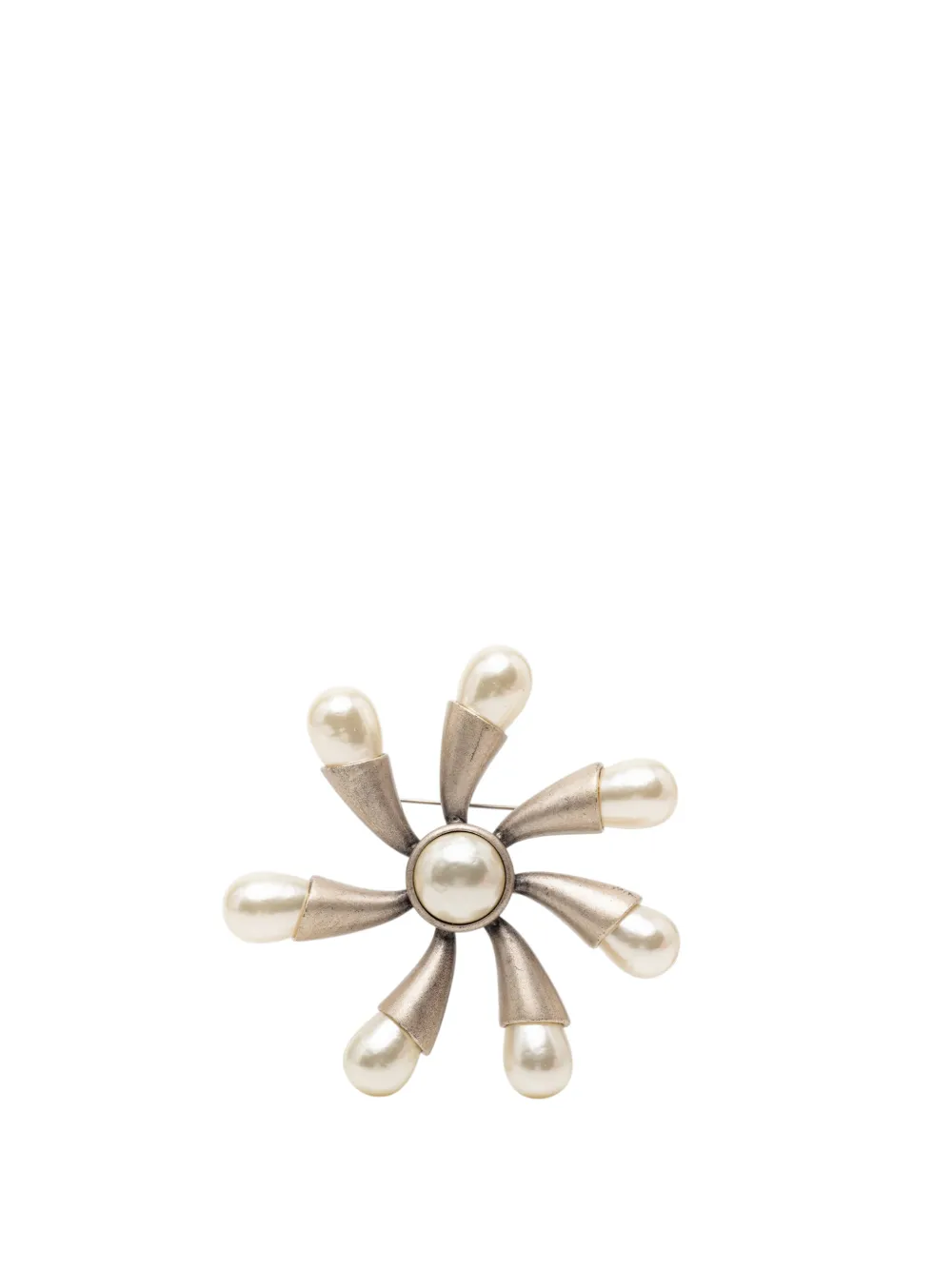 CHANEL Pre-Owned 1990-2010 Gold Plated Faux Pearl Flower Brooch costume brooch