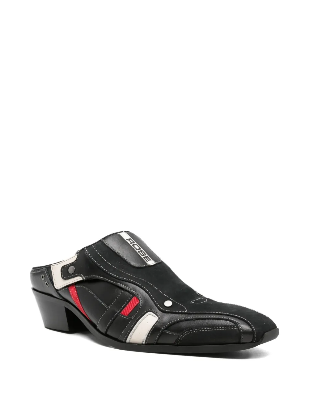 Martine Rose panelled leather mules Zwart