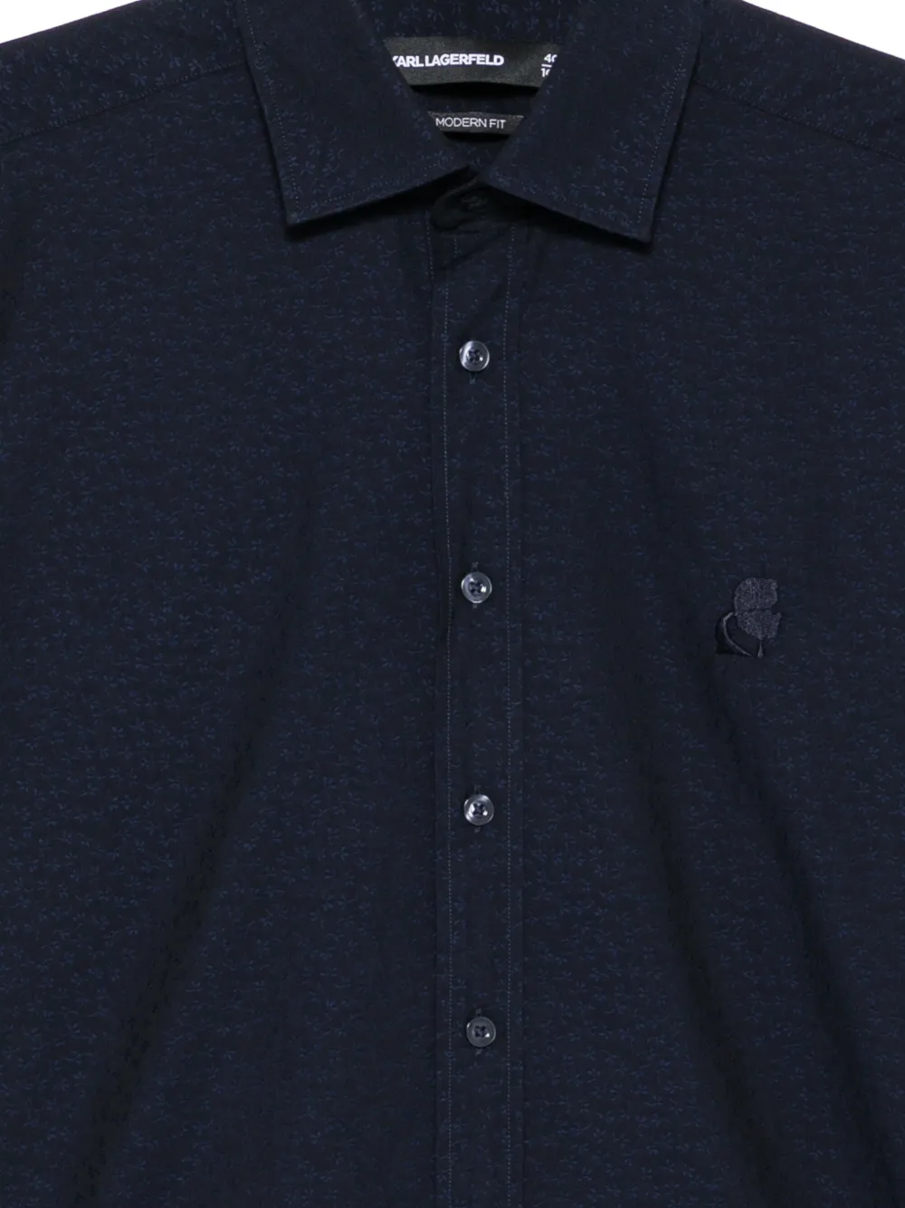 Karl Lagerfeld Overhemd met geborduurde bloemen Blauw