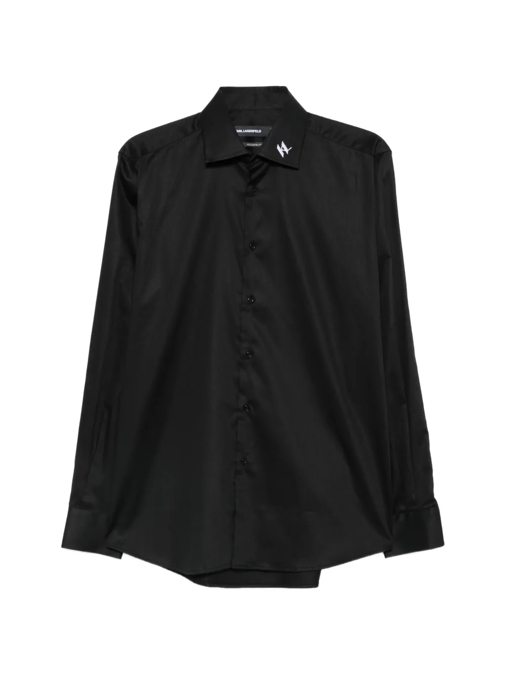 Karl Lagerfeld logo-embroidered long-sleeve shirt - Schwarz