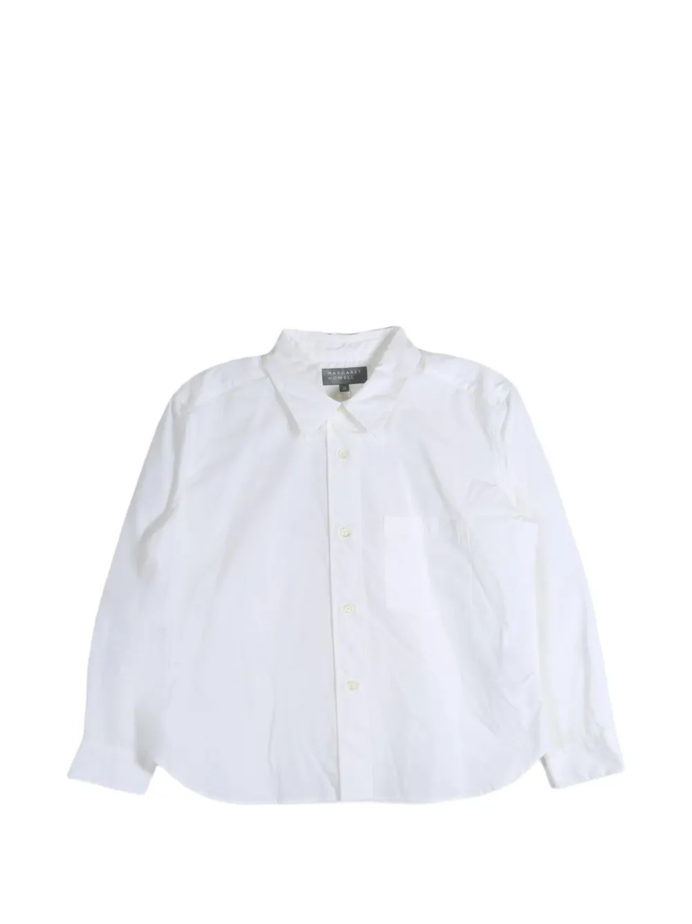 Margaret Howell chest-pocket curved-hem shirt - Bianco