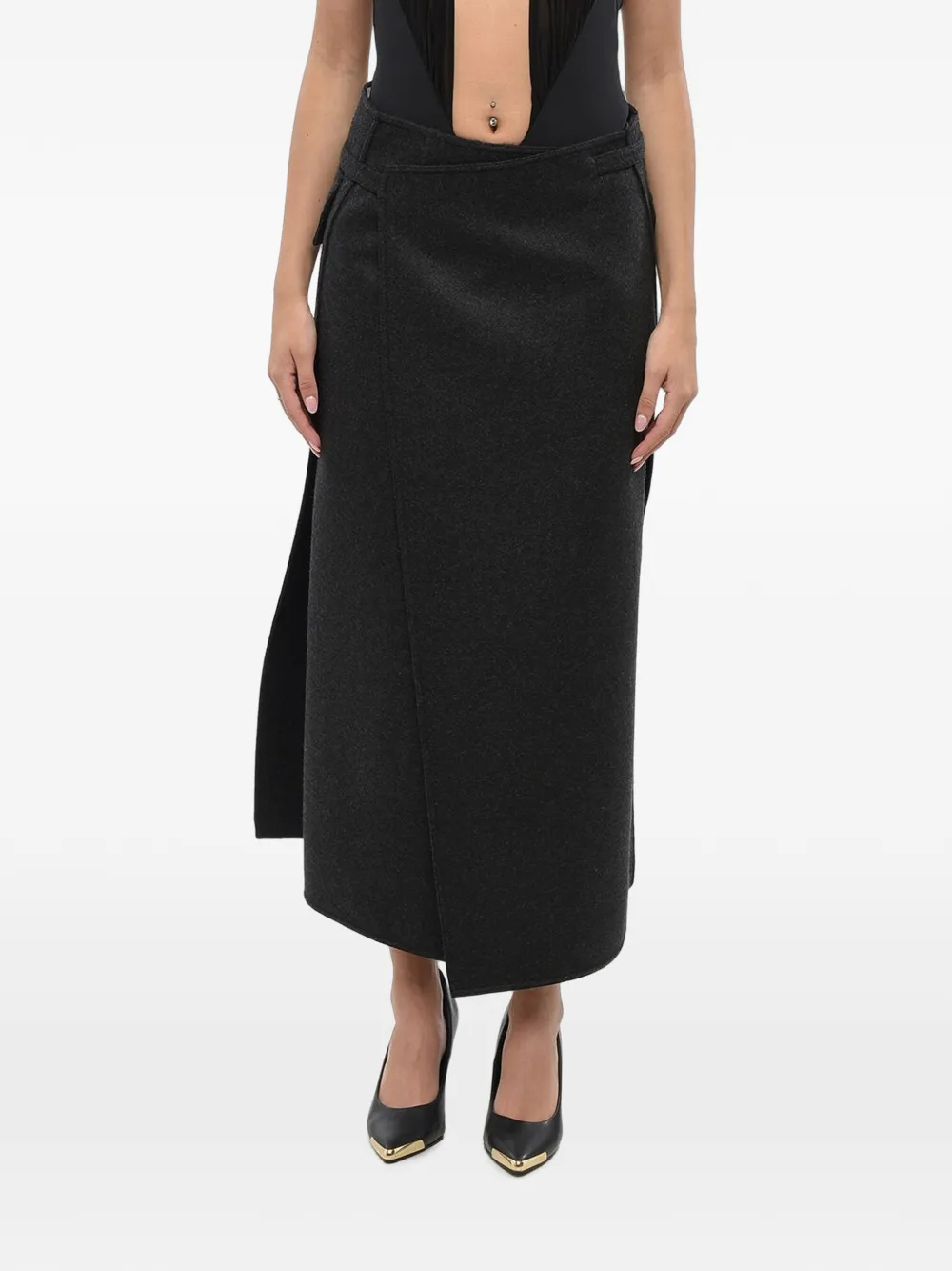 Gucci patch-pocket wrap midi skirt - Grau