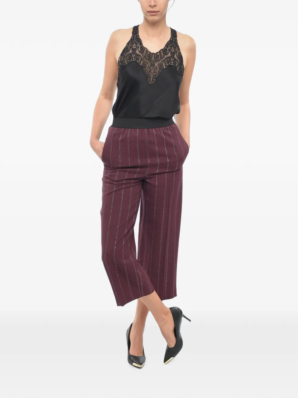 Stella McCartney pinstripe-pattern high-rise trousers Paars