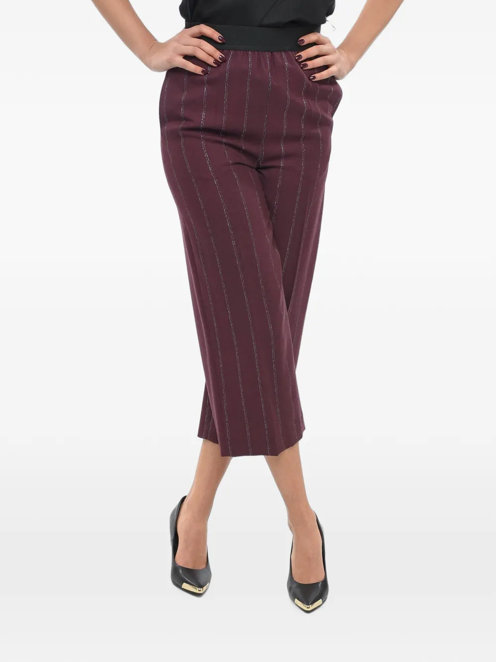 Stella McCartney pinstripe-pattern high-rise trousers - Purple
