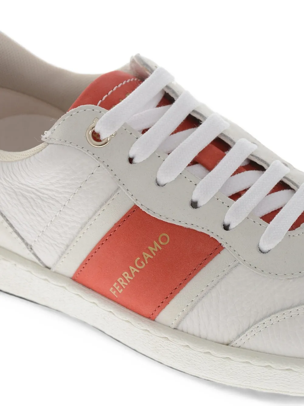 Ferragamo Achille hammered leather sneakers Wit
