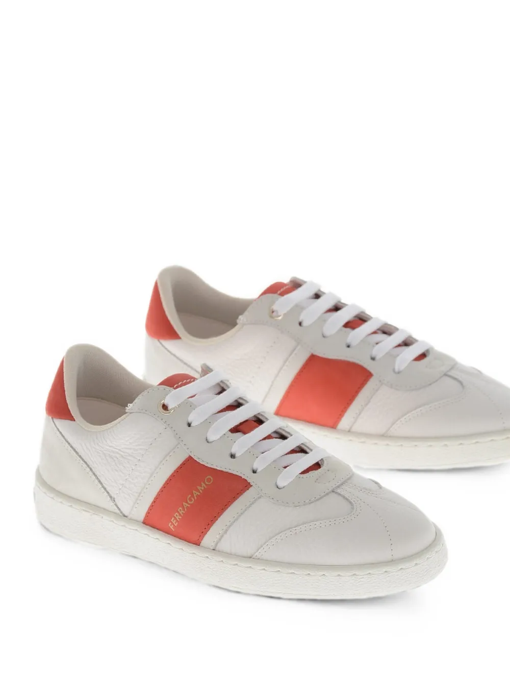 Ferragamo Achille hammered leather sneakers Wit