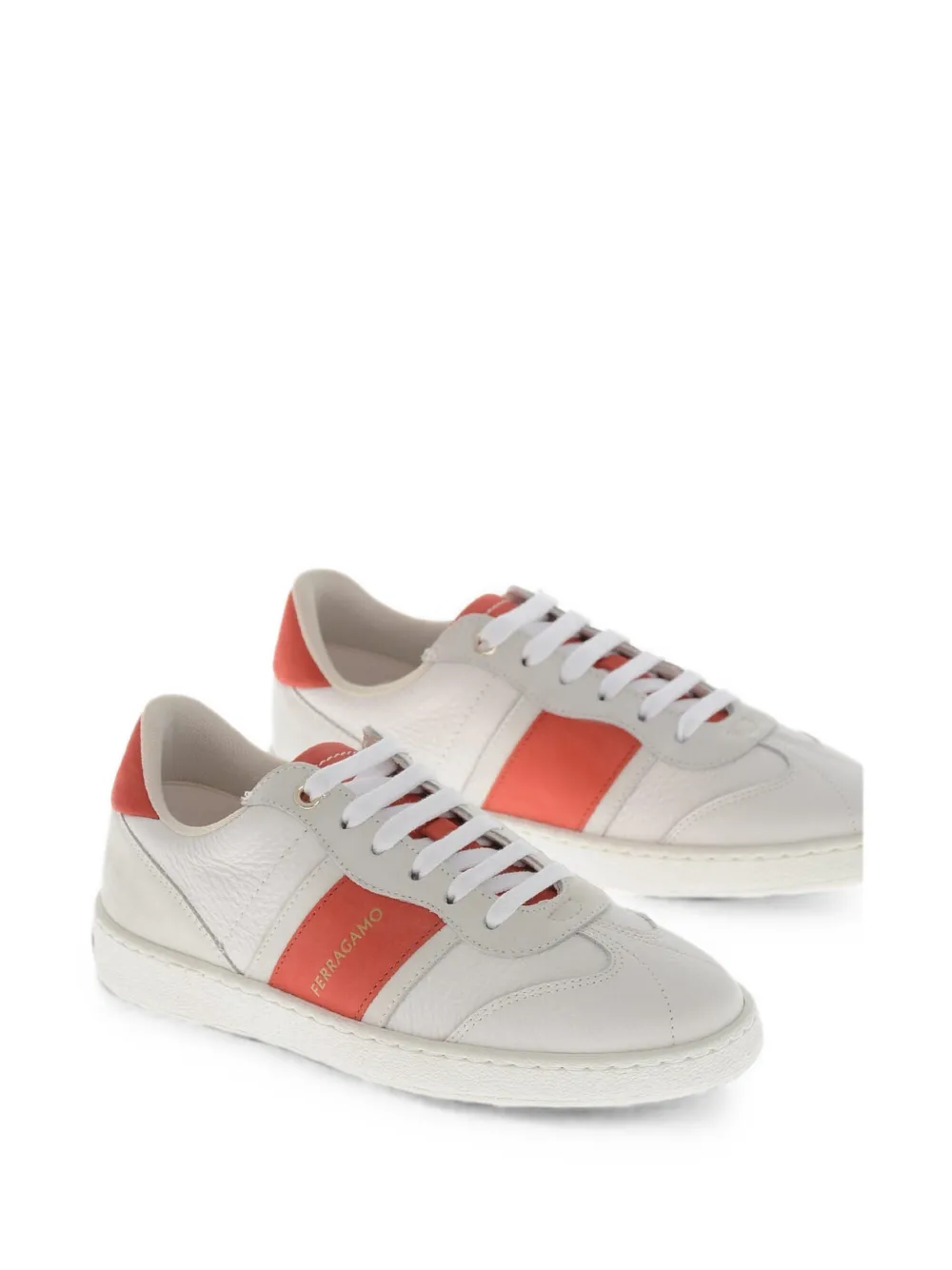 Ferragamo Achille hammered leather sneakers Wit