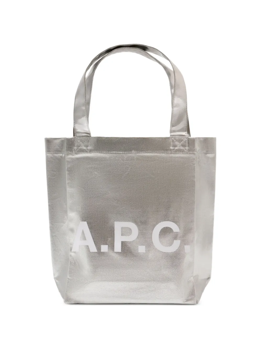 A.P.C. small Lou metallic-finish tote bag - Argento
