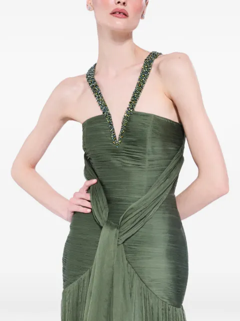 M.Marquise Karla bead-embellished ruched dress