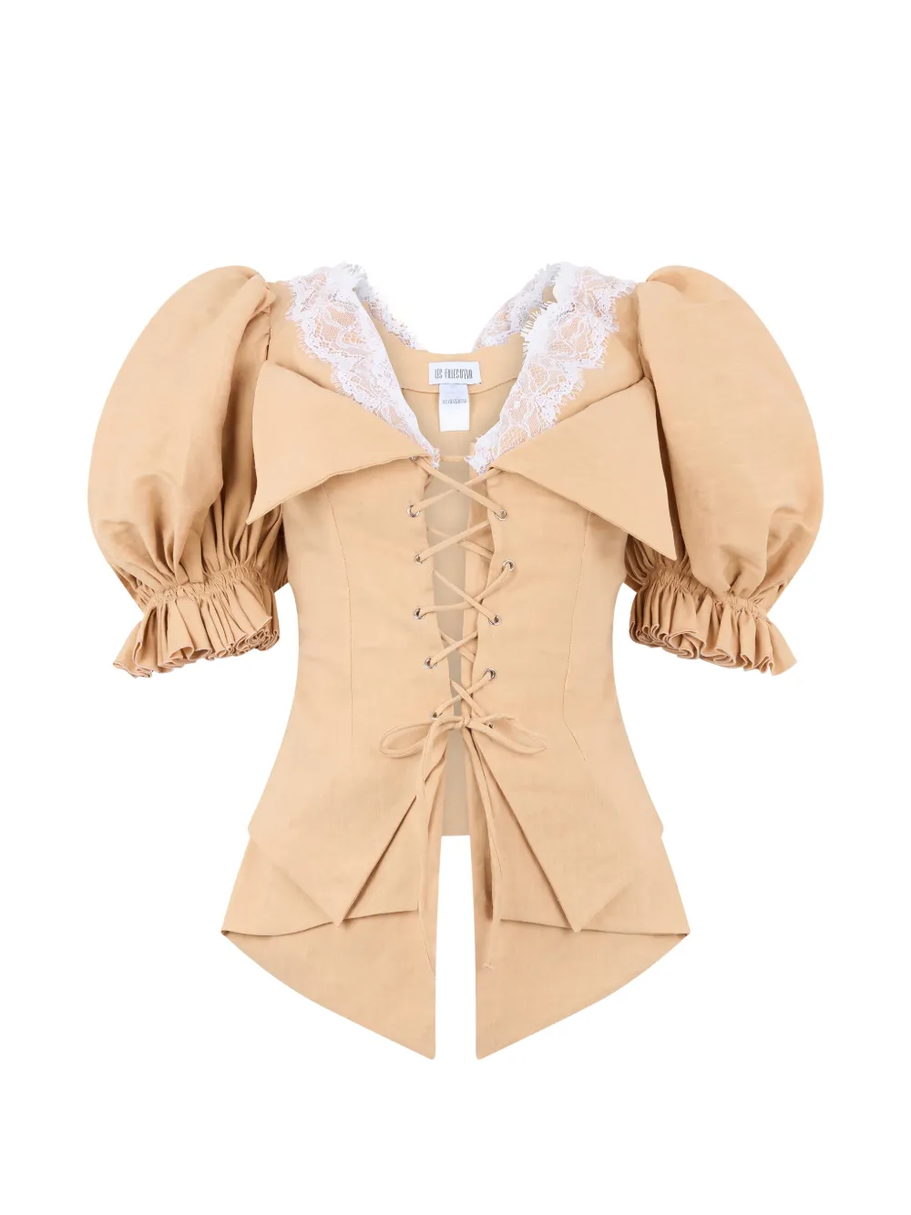 Les Filles d'Eva lace-trimmed puff-sleeve top - Toni neutri