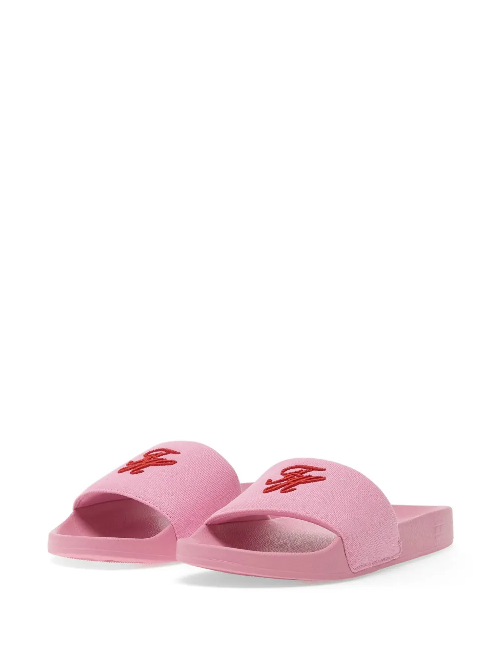 Tommy Hilfiger logo-embroidered slides Roze