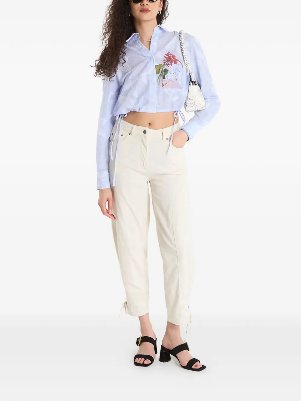 Desigual Broek met zak en knopen Beige