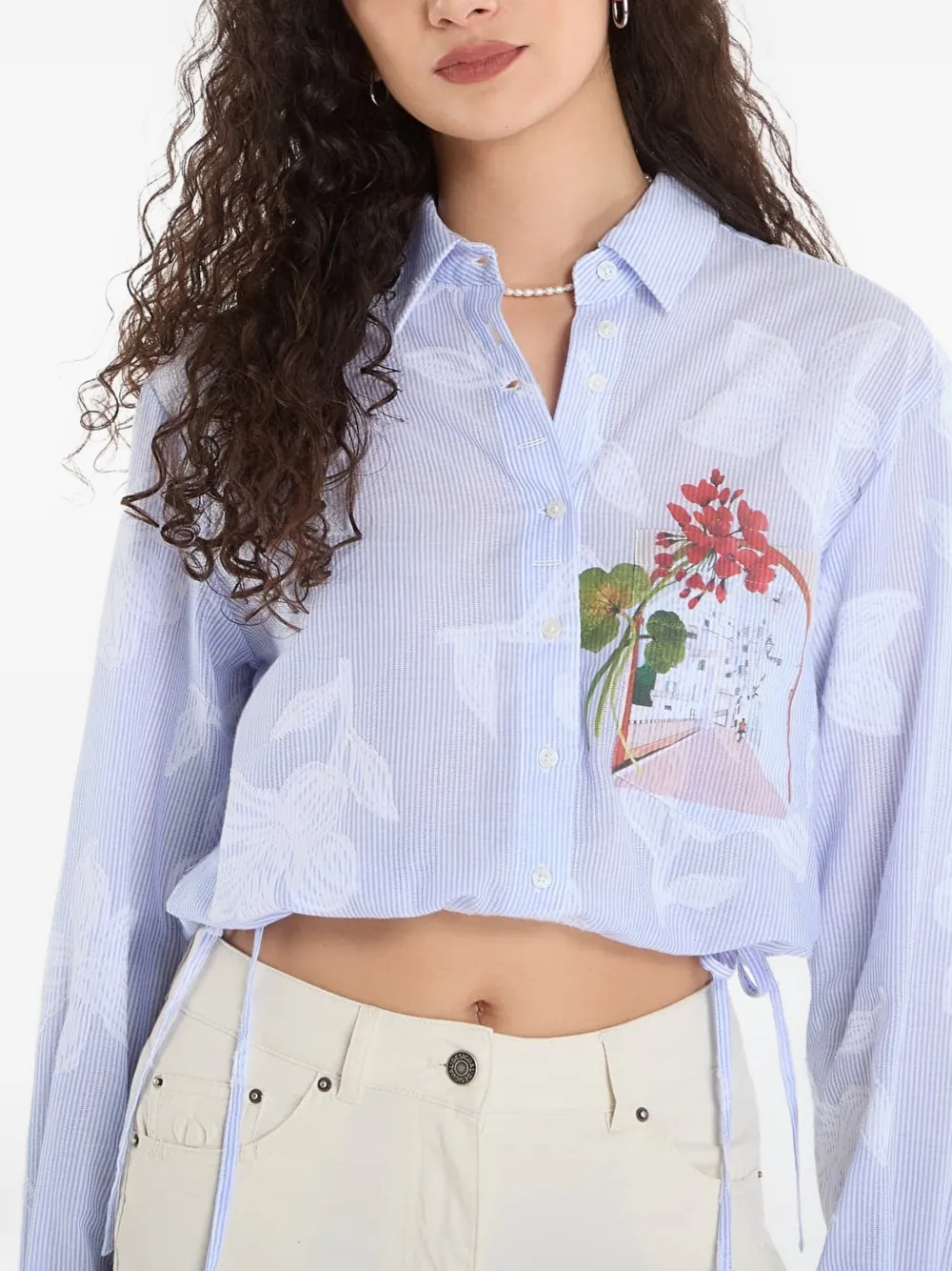 Desigual Overhemd met bloemenprint Blauw