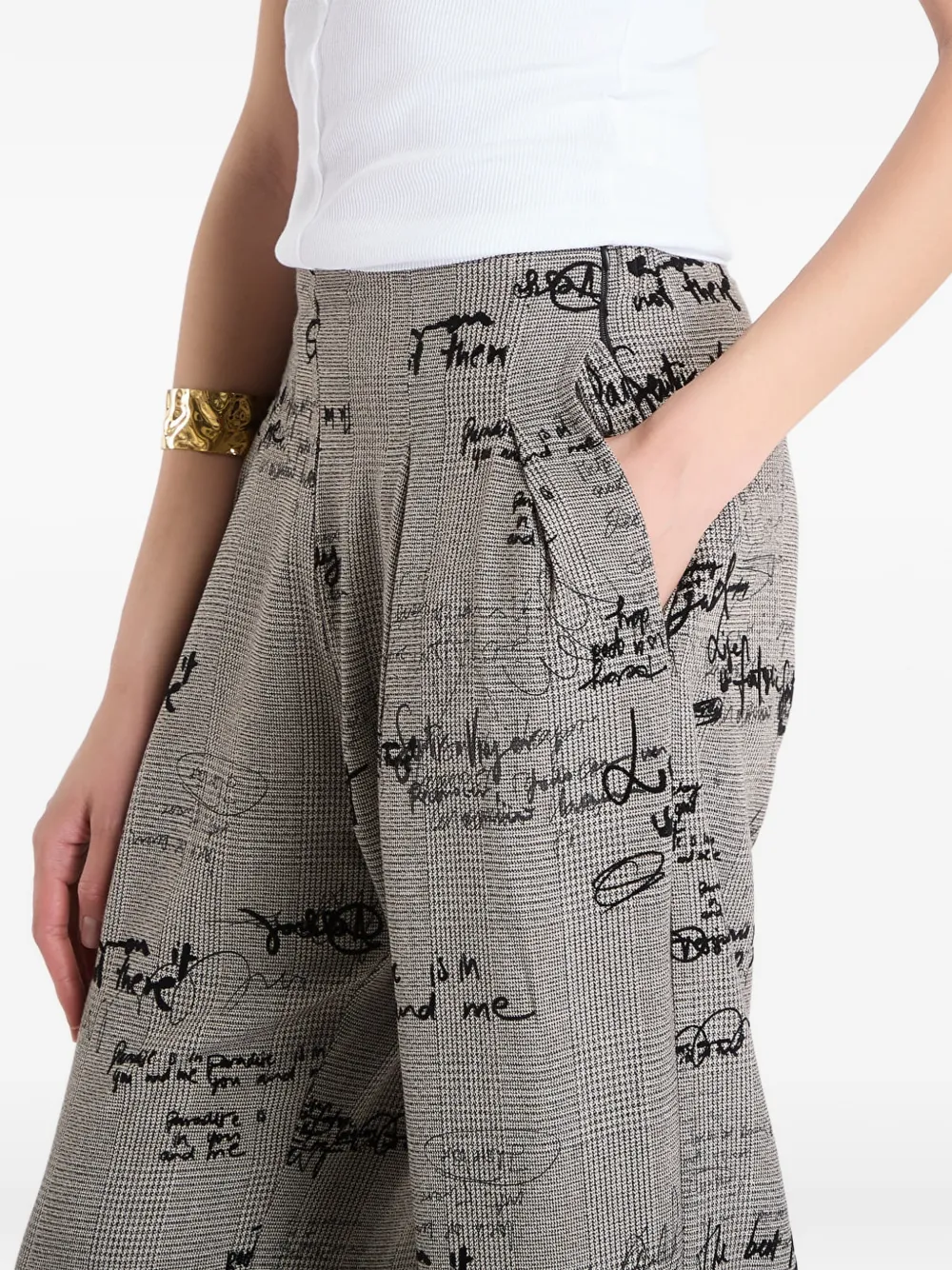 Desigual Geruite plooibroek Grijs