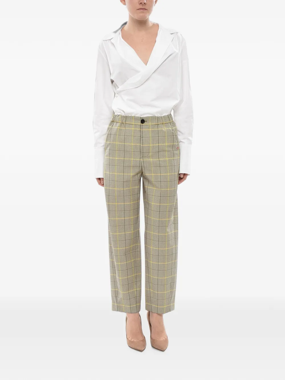Marni checked straight-leg trousers Beige