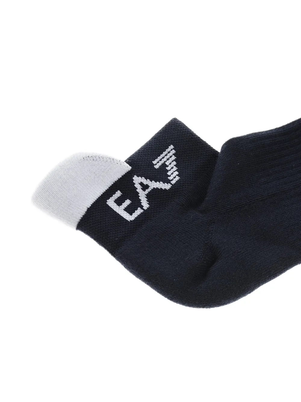 Ea7 Logo-print Short Socks In Black
