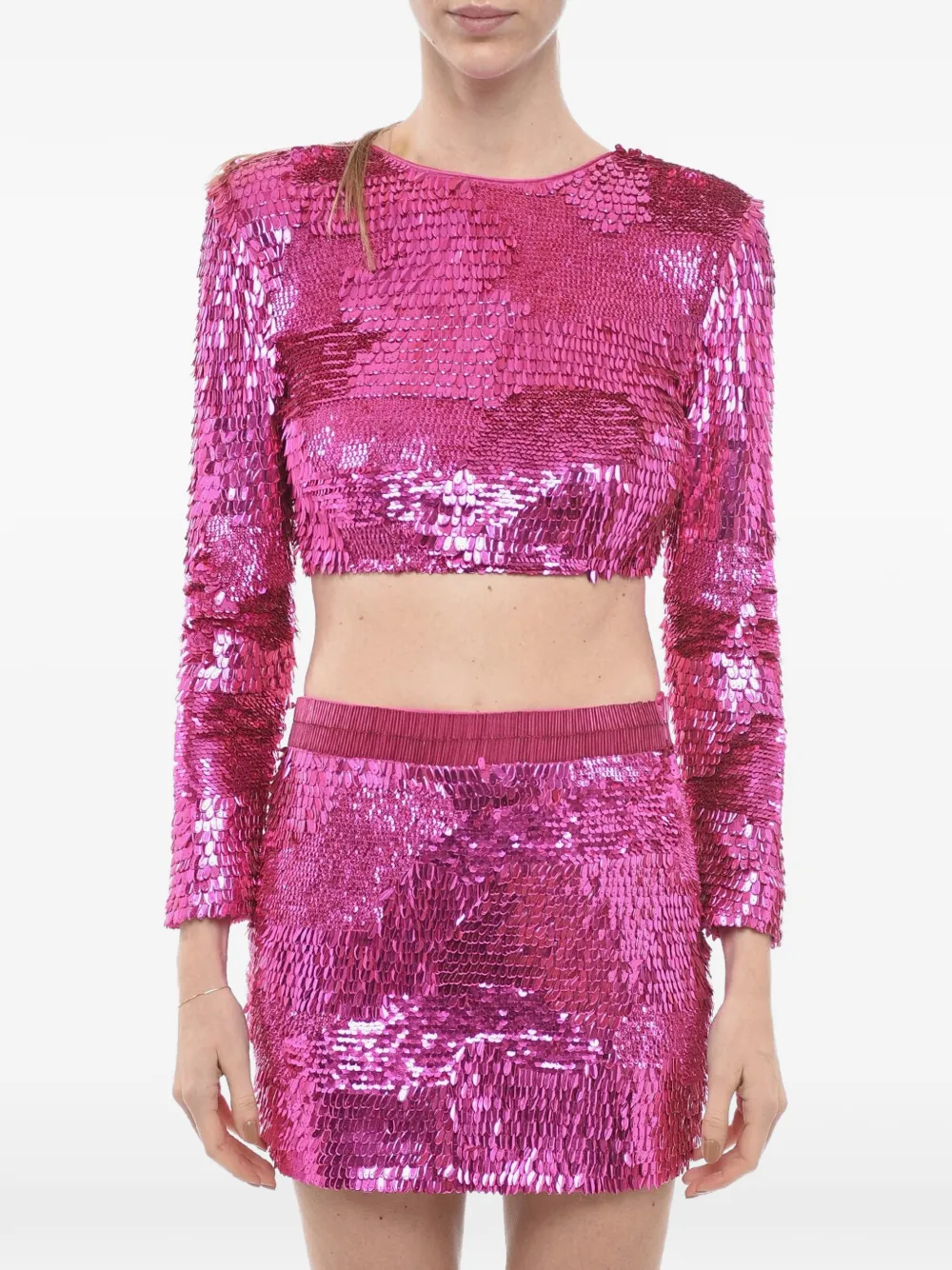 Retrofete Leanne sequin-embellished cropped top - Pink