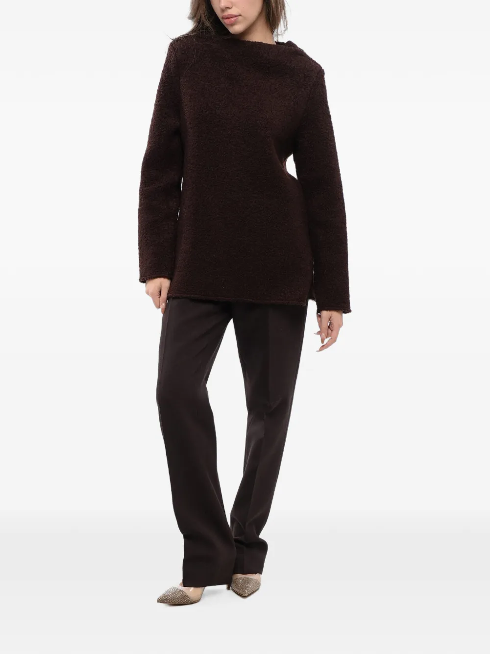 Jil Sander bouclé boat-neck sweater Bruin