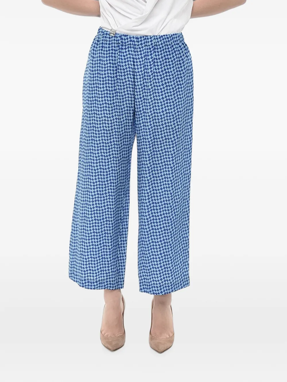 Marni checked silk trousers - Blue