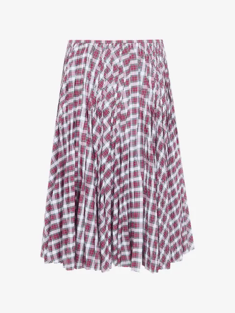 Nº21 check-pattern pleated midi skirt