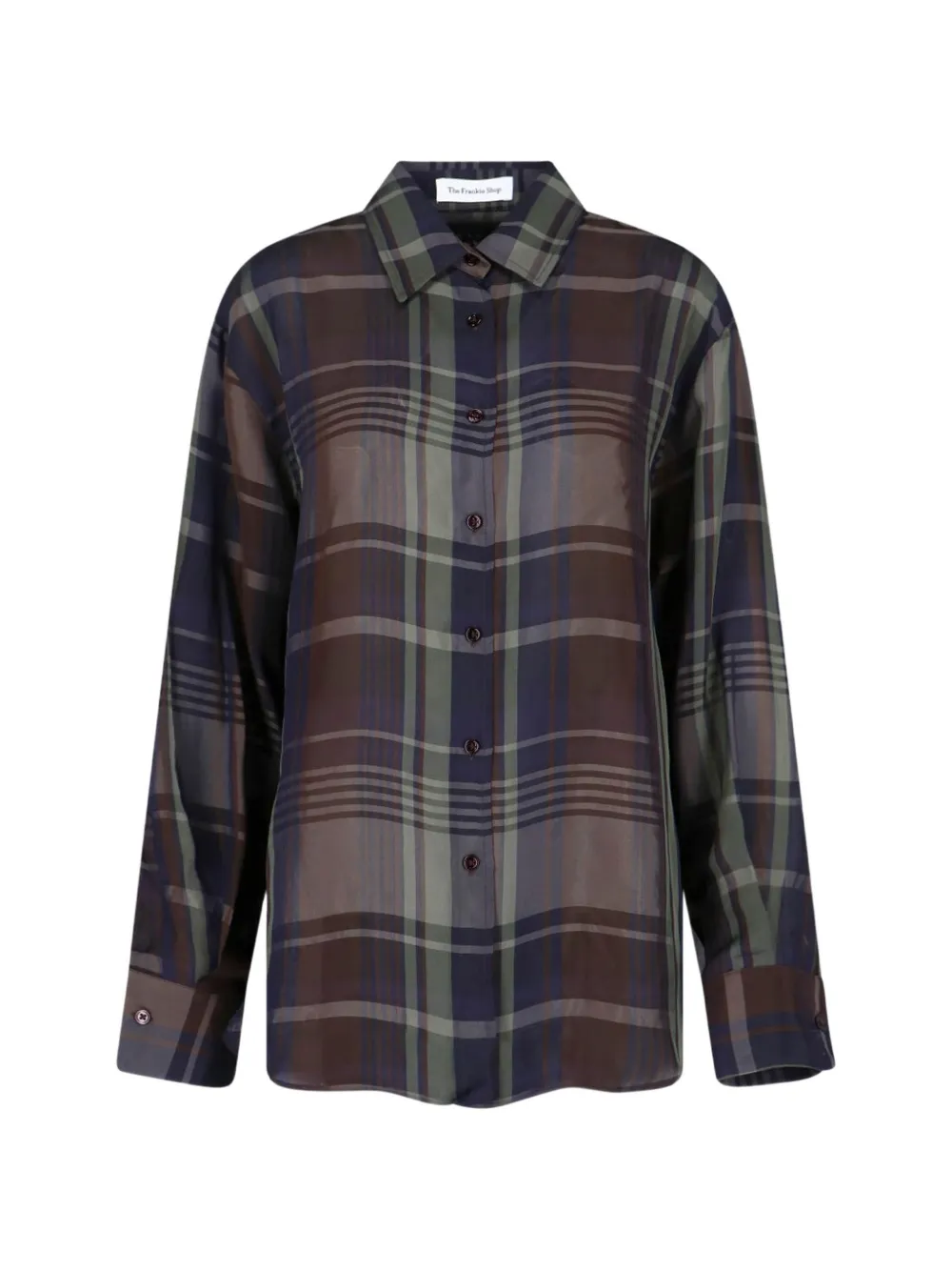 The Frankie Shop Peri sheer tartan shirt - Blau